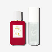 50mL Apple Love eau de parfum next to a 90mL bottle of Cocoa Blanco Perfume Mist set in front of a white background.