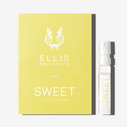 Sweet 1.5ml Eau De Parfum Vial next to yellow Sweet Eau De Parfum vial holder card.